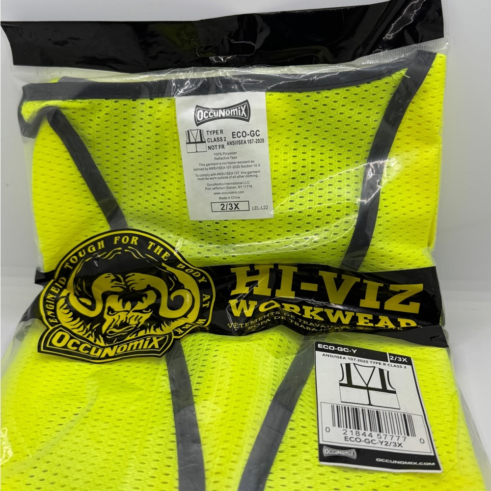 CLEARANCE.  Occunomix Hi-Viz Workwear Vest 2/3 X - Picture 2 of 4